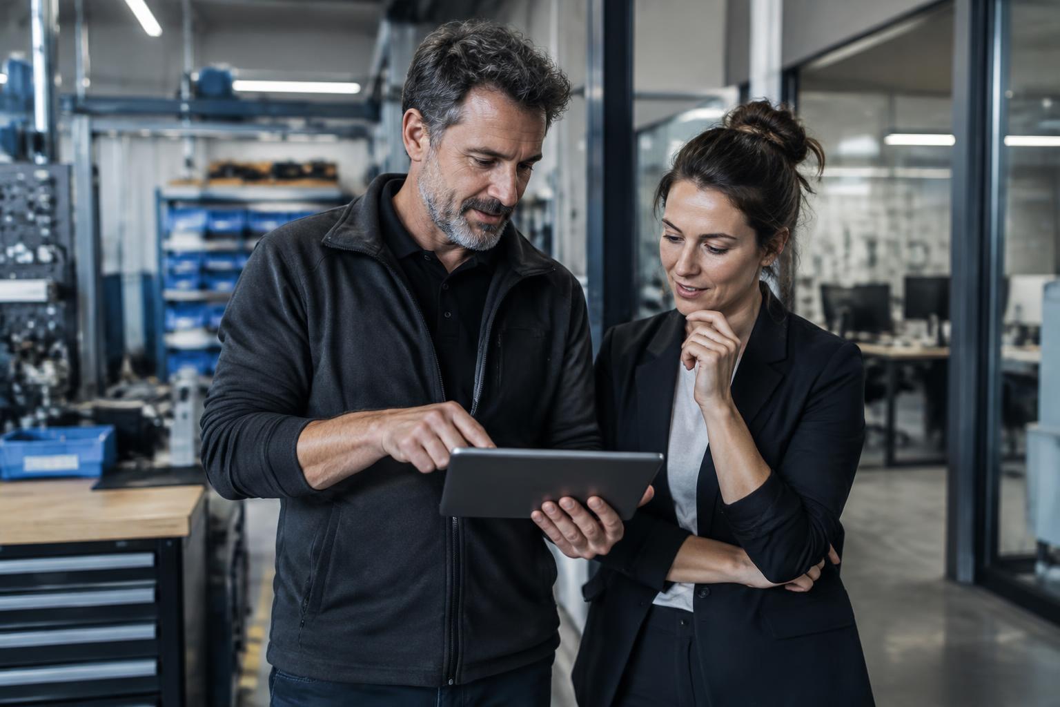 Fachkräfte aus Technik und Verwaltung stimmen einen digitalen Ablauf ab